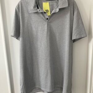 NwT All in Motion Grey and White Striped Polo Shirt